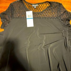 Black dress short sleeve mesh top NWT